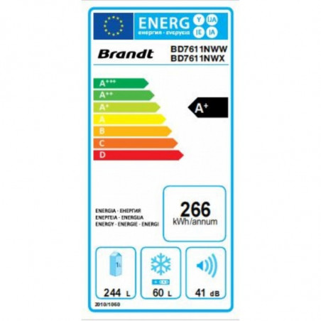 Réfrigérateur congélateur BRANDT BD7611NWX