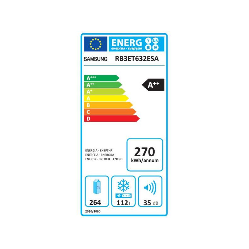 Réfrigérateur congélateur SAMSUNG RB3ET632ESA/EF