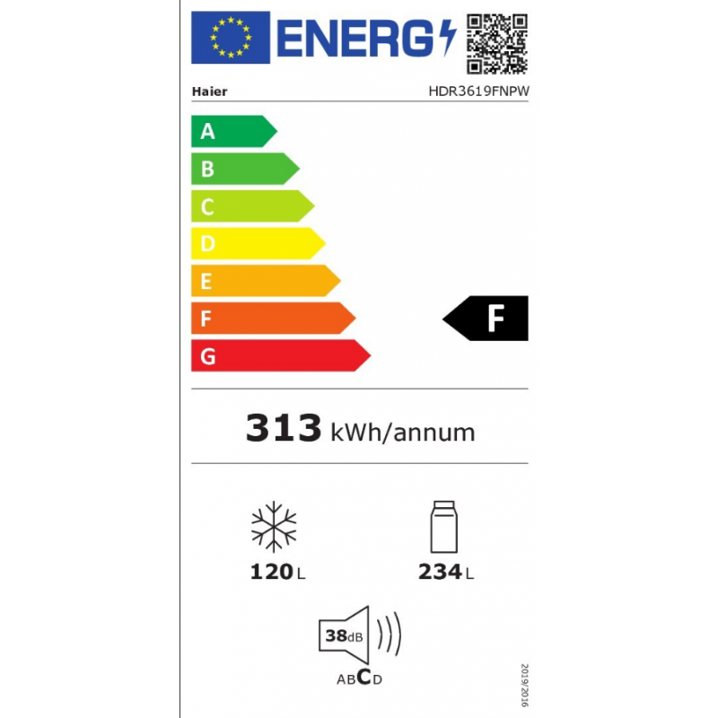 Réfrigérateur congélateur HAIER HDR3619FNPW