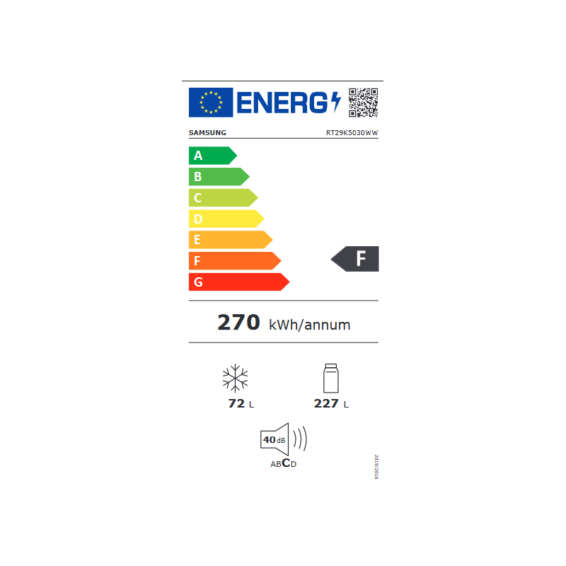 Réfrigérateur congélateur SAMSUNG RT29K5030WW/EF