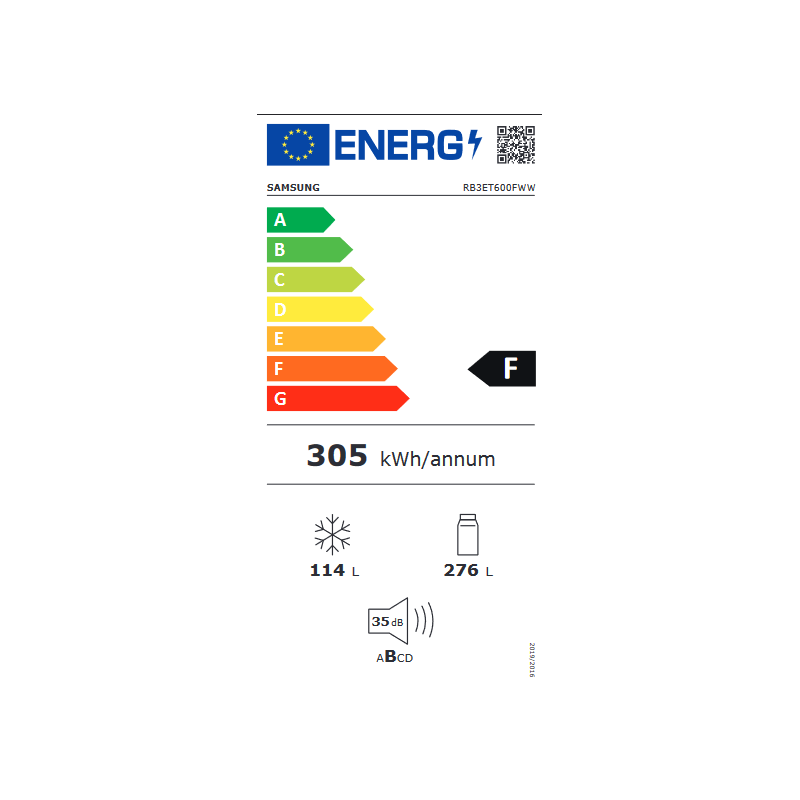 Réfrigérateur congélateur SAMSUNG RB3ET600FWW/EF