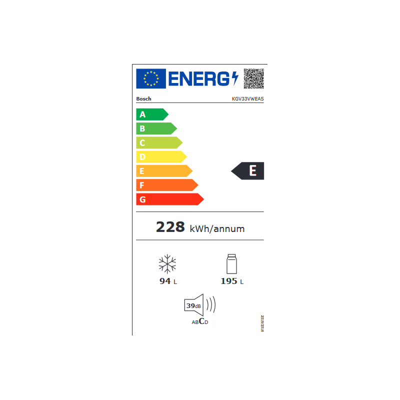 Réfrigérateur congélateur BOSCH KGV33VWEAS