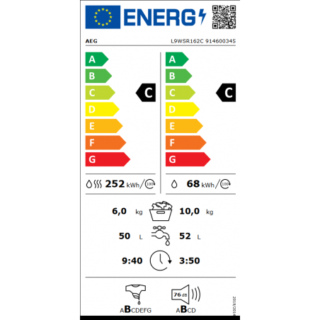 Lave Linge AEG L9WSR162C