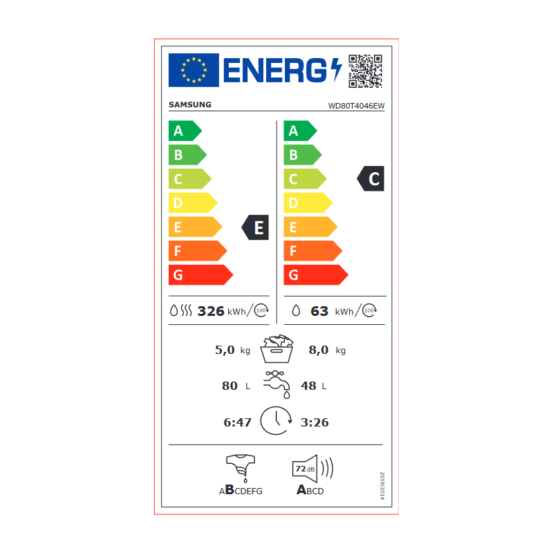 Lave Linge SAMSUNG WD80T4046EW/EF