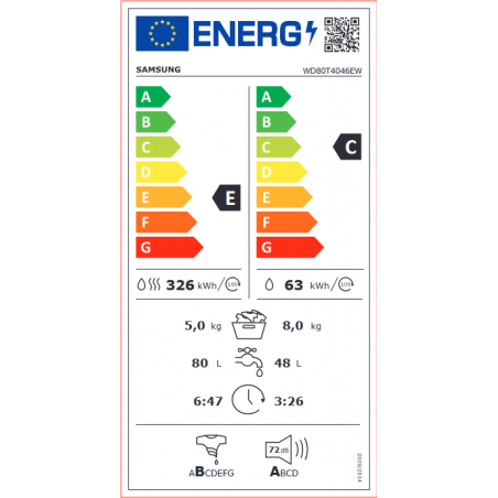 Lave Linge SAMSUNG WD80T4046EW/EF