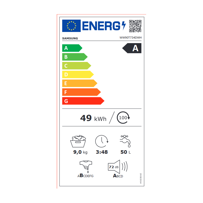 Lave Linge SAMSUNG WW90T734DWH/S3