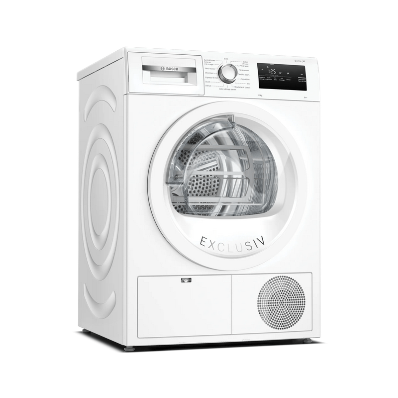 Sèche-linge pompe à chaleur avec condenseur 60cm 8kg blanc - Bosch -  WTH83V1MFR