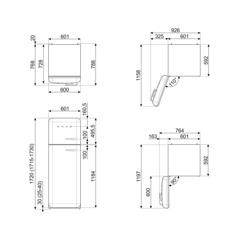 Réfrigérateur congélateur SMEG FAB30LCR5