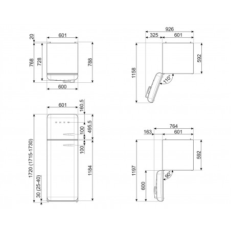 Réfrigérateur congélateur SMEG FAB30LCR5