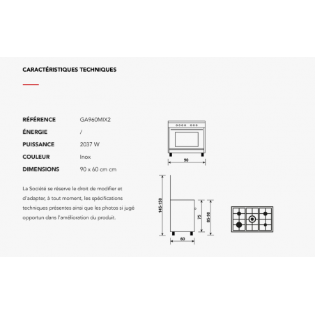 Cuisinière GLEM GA960MIX2