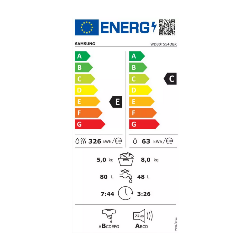 Lave Linge SAMSUNG WD80T554DBX