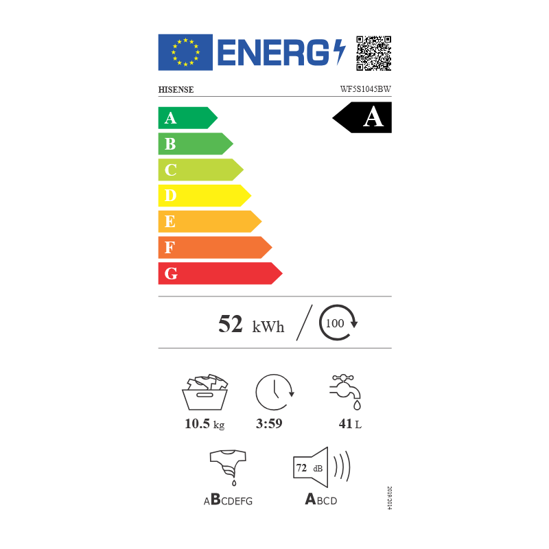 Lave Linge HISENSE WF5S1045BW