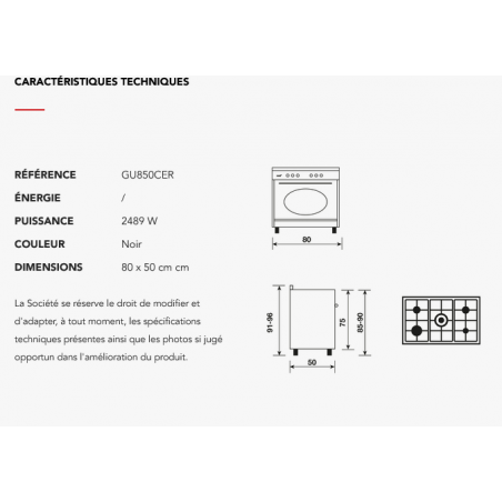 Cuisinière GLEM GU850CER