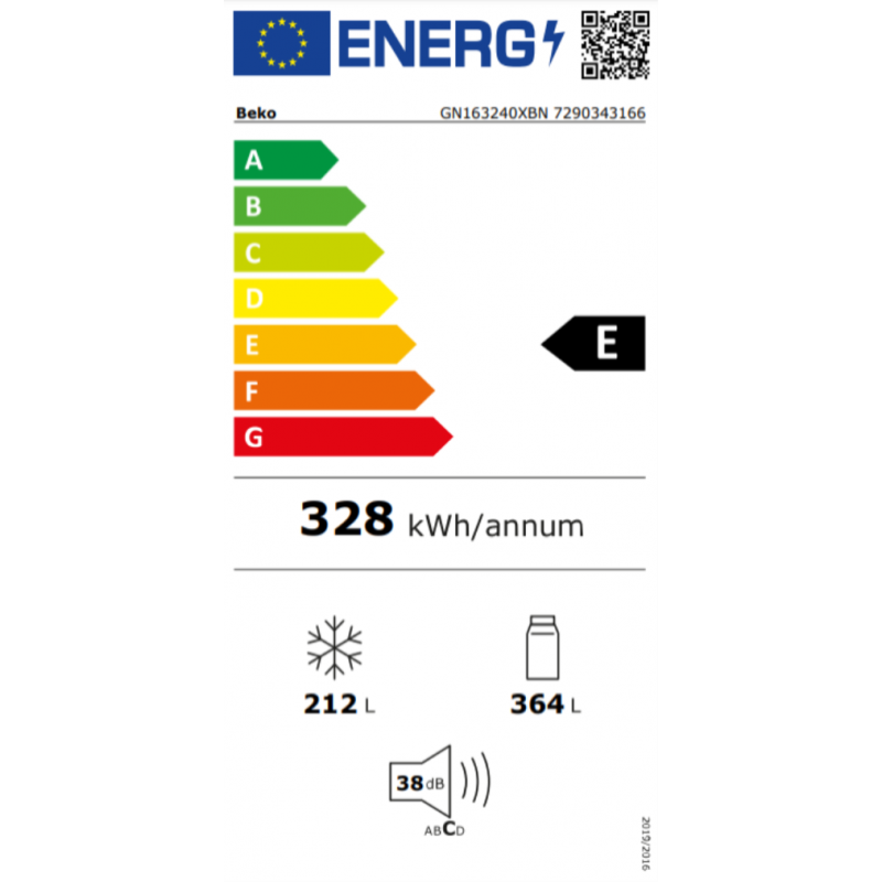Réfrigérateur congélateur BEKO GN163240XBN