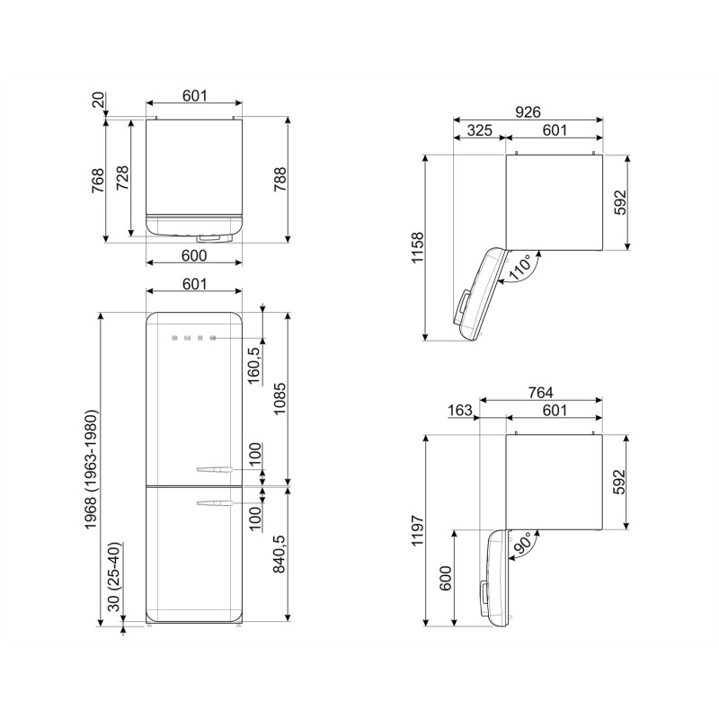 Réfrigérateur congélateur SMEG FAB32LPK6