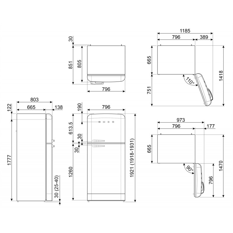 Réfrigérateur congélateur SMEG FAB50RCR5
