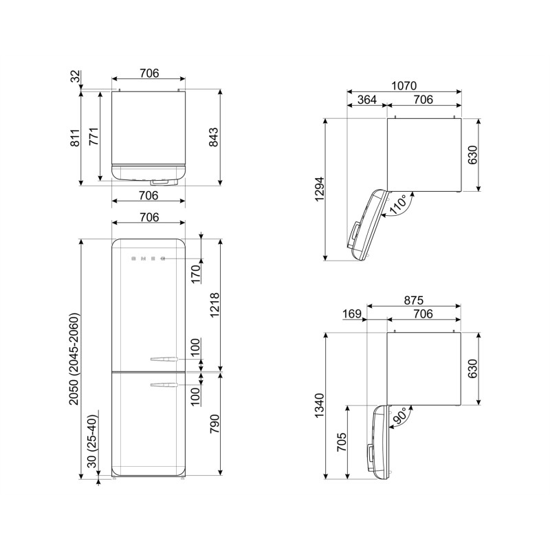 Réfrigérateur congélateur SMEG FAB38LCR6