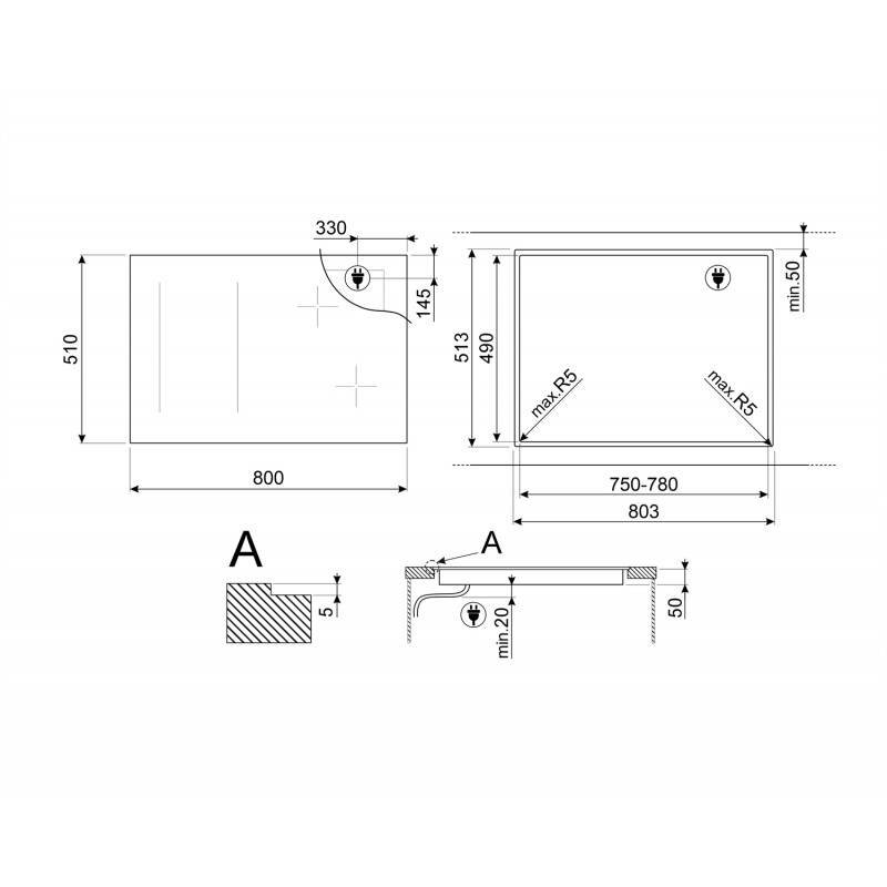 Plaque de cuisson SMEG SIM3864MB