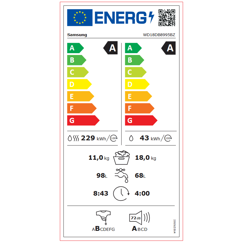 Lave Linge SAMSUNG WD18DB8995BZT2