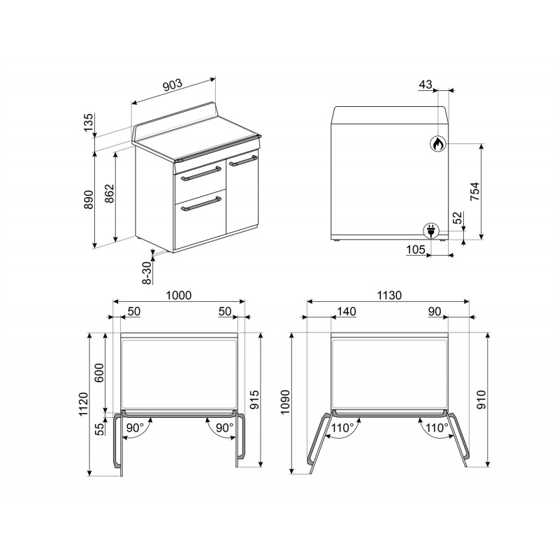 Cuisinière SMEG TR93GR