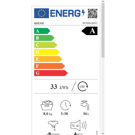 Lave Linge HISENSE WF3S8043BW3