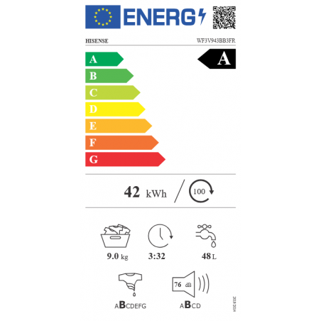 Lave Linge HISENSE WF3V943BB3FR