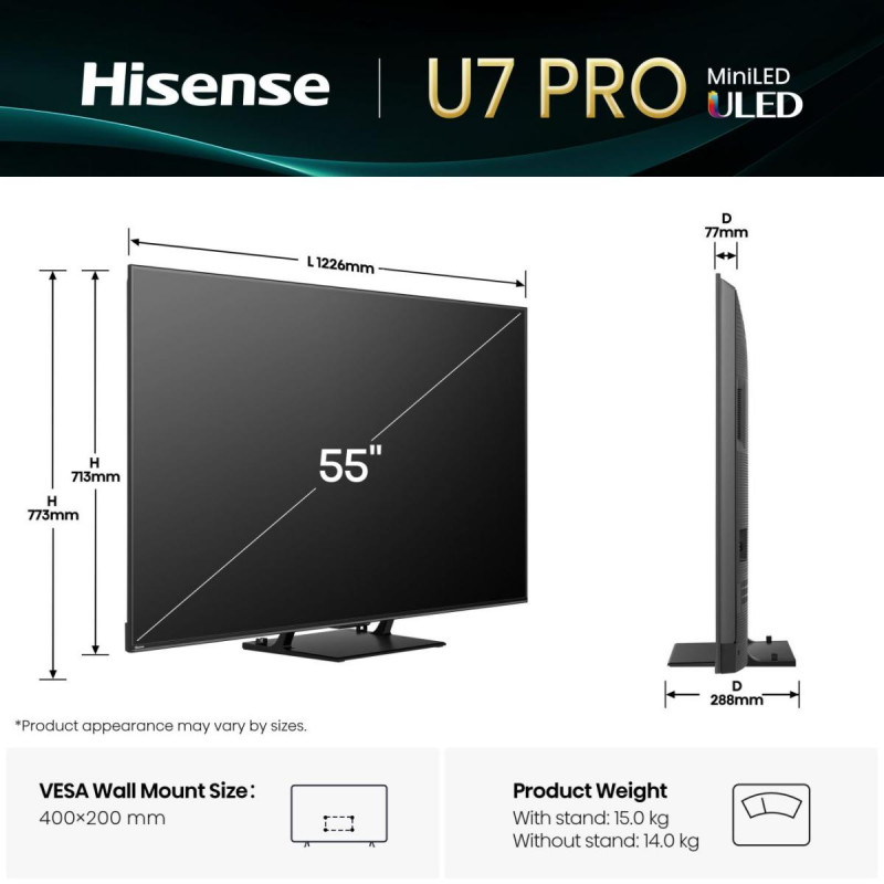 Télévision HISENSE 55U7Q PRO