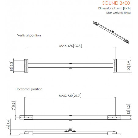 Accessoires Hi-Fi / Home cinéma VOGEL'S SOUND 3400 - Sound Bar Mount