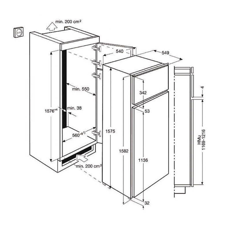 Réfrigérateur congélateur ELECTROLUX EJN2710AOW