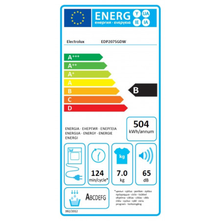 Sèche Linge ELECTROLUX EDP2075GDW