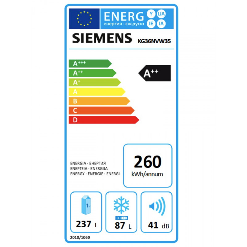 Réfrigérateur congélateur SIEMENS KG36NVW35
