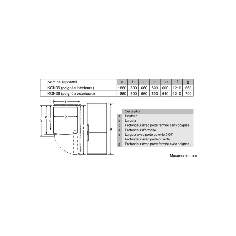 Réfrigérateur congélateur SIEMENS KG36NVW35