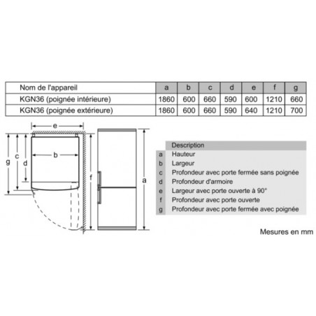 Réfrigérateur congélateur SIEMENS KG36NVW35