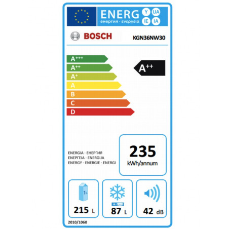 Réfrigérateur congélateur BOSCH KGN36NW30