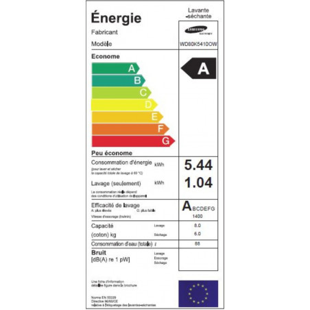 Lave Linge SAMSUNG WD80K5410OW/EF