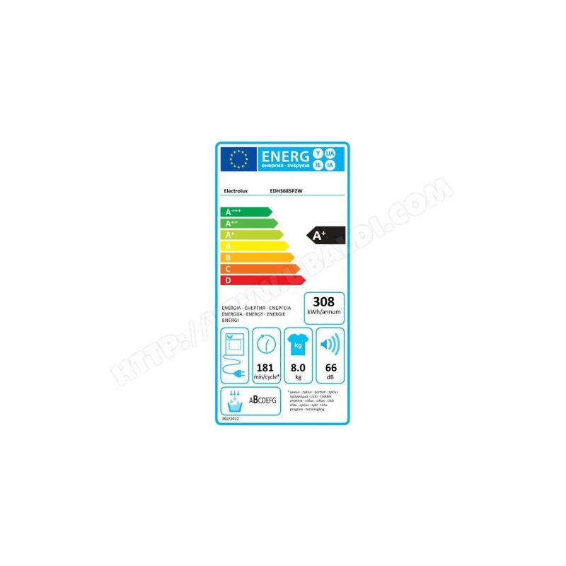 Sèche Linge ELECTROLUX EDH3685PZW